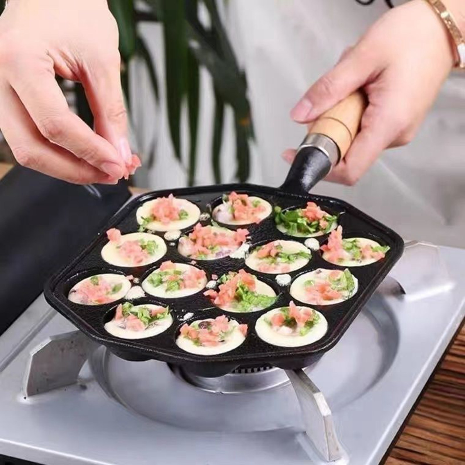 14 Holes Takoyaki Pan Nonstick - Egg Waffle Pan 评论和价格