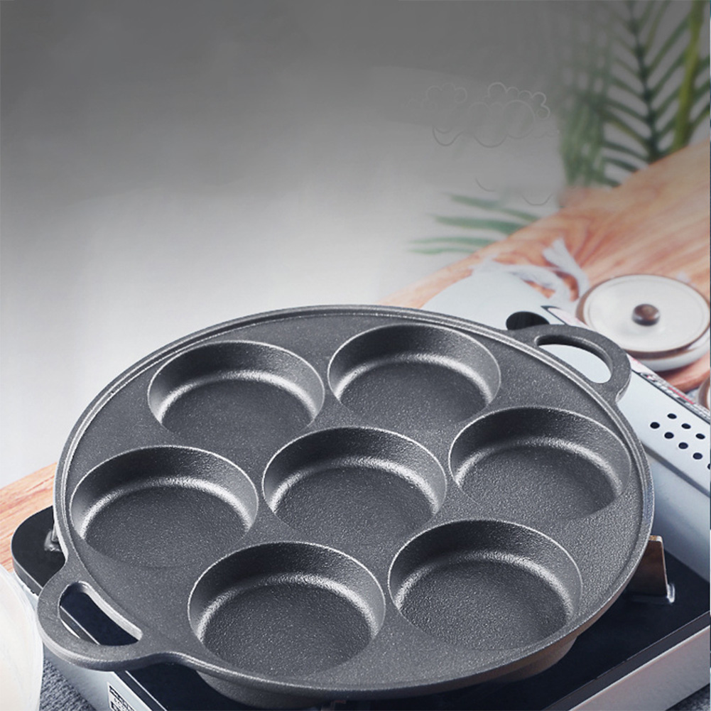 7 Hole Frying Pot Cast Iron No - Egg Waffle Pan 评论和价格