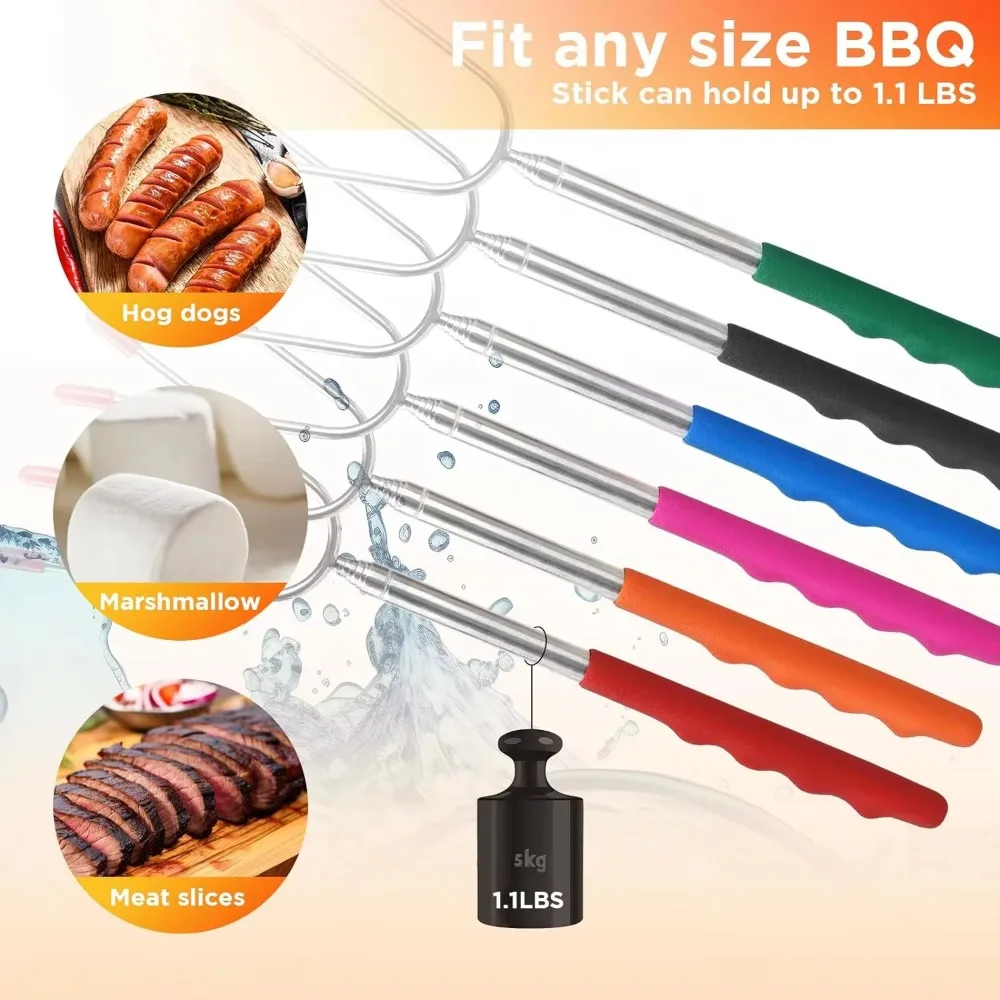 5/6/10pcs Telescopic BBQ Forks - Hot Dog Press 评论和价格
